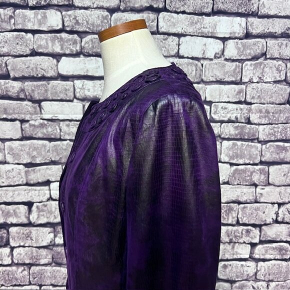 Chico's Purple Faux Leather Long Sleeve Jacket Size M - Picture 4 of 8
